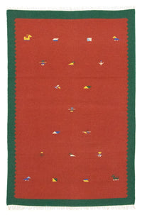 Alfombra Kelim - Tendencia - 180 x 120 cm - rojo