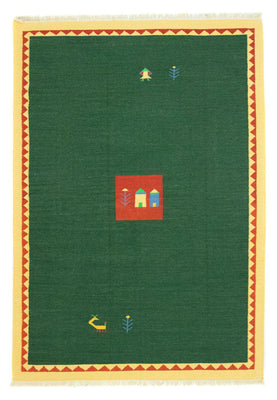 Alfombra Kelim - Tendencia - 300 x 200 cm - verde oscuro