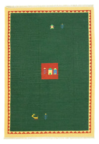 Alfombra Kelim - Tendencia - 300 x 200 cm - verde oscuro