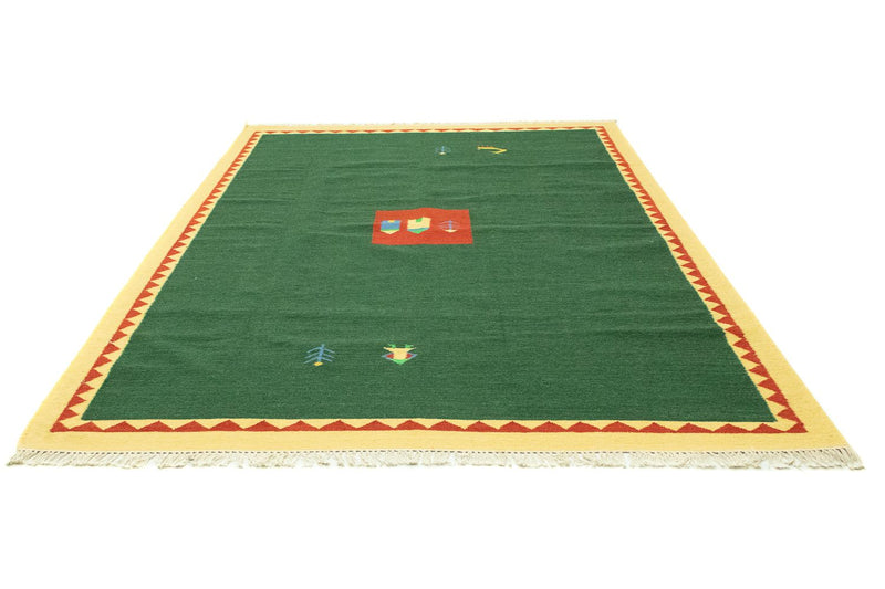 Alfombra Kelim - Tendencia - 300 x 200 cm - verde oscuro