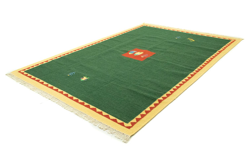 Alfombra Kelim - Tendencia - 300 x 200 cm - verde oscuro