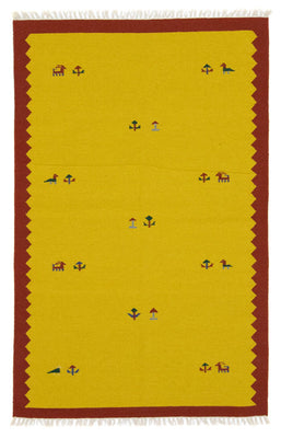 Alfombra Kelim - Tendencia - 180 x 120 cm - amarillo