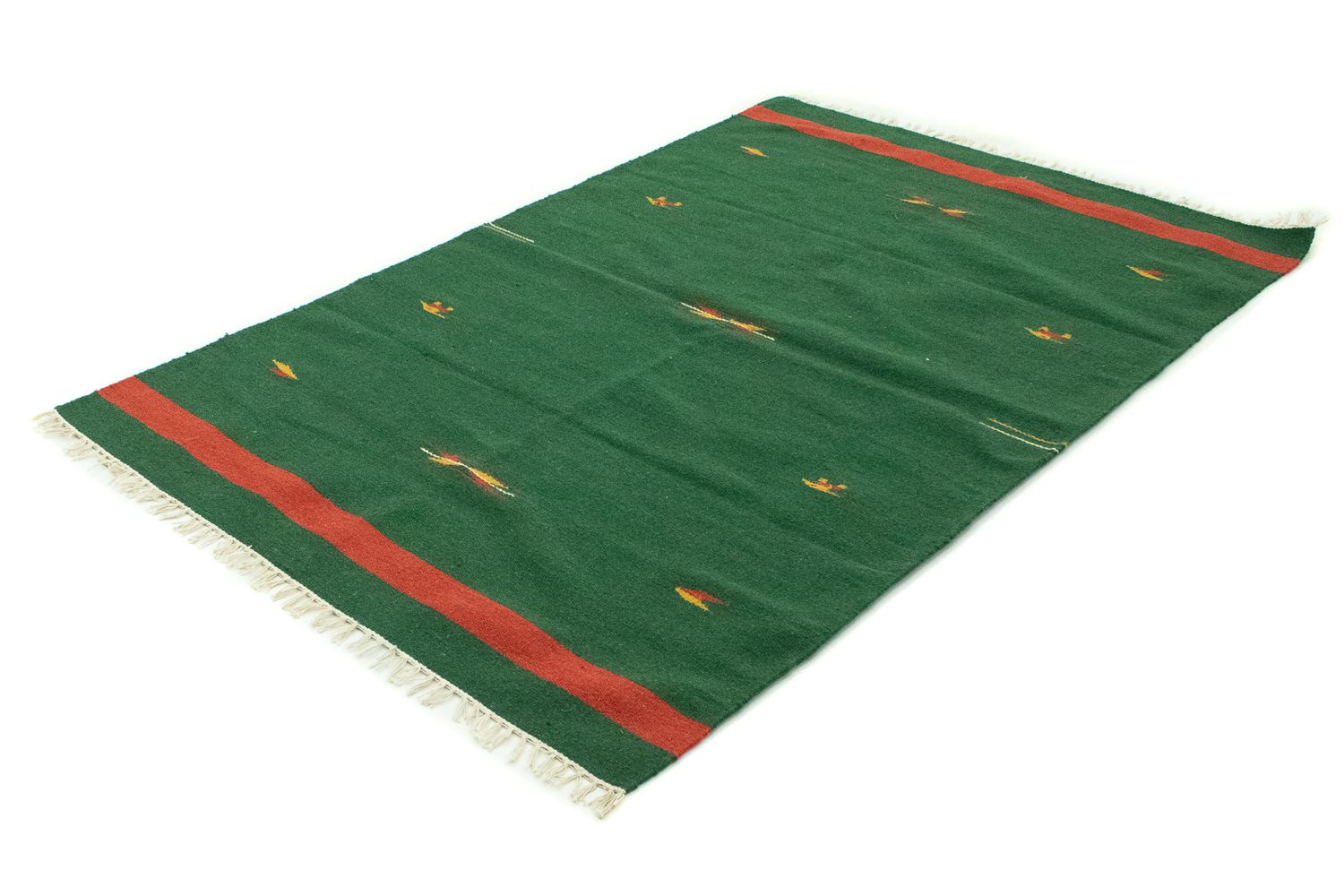Alfombra Kelim - Tendencia - 180 x 120 cm - verde oscuro
