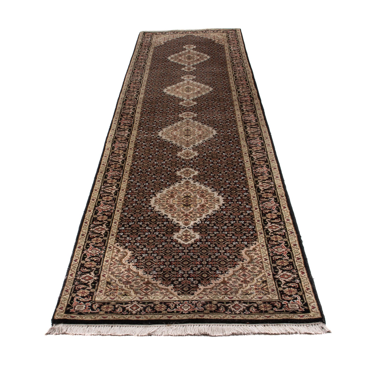 Alfombra de pasillo Alfombra oriental - Tabriz - 372 x 81 cm - negro