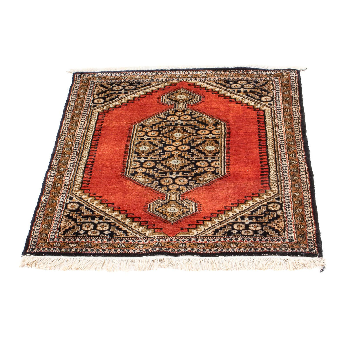 Alfombra de seda - Ghom Seda - Prima - 77 x 56 cm - naranja
