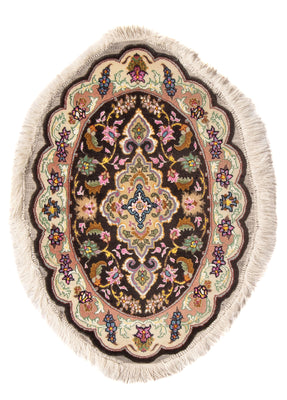 Alfombra Persa - Tabriz - Real oval  - 68 x 48 cm - negro