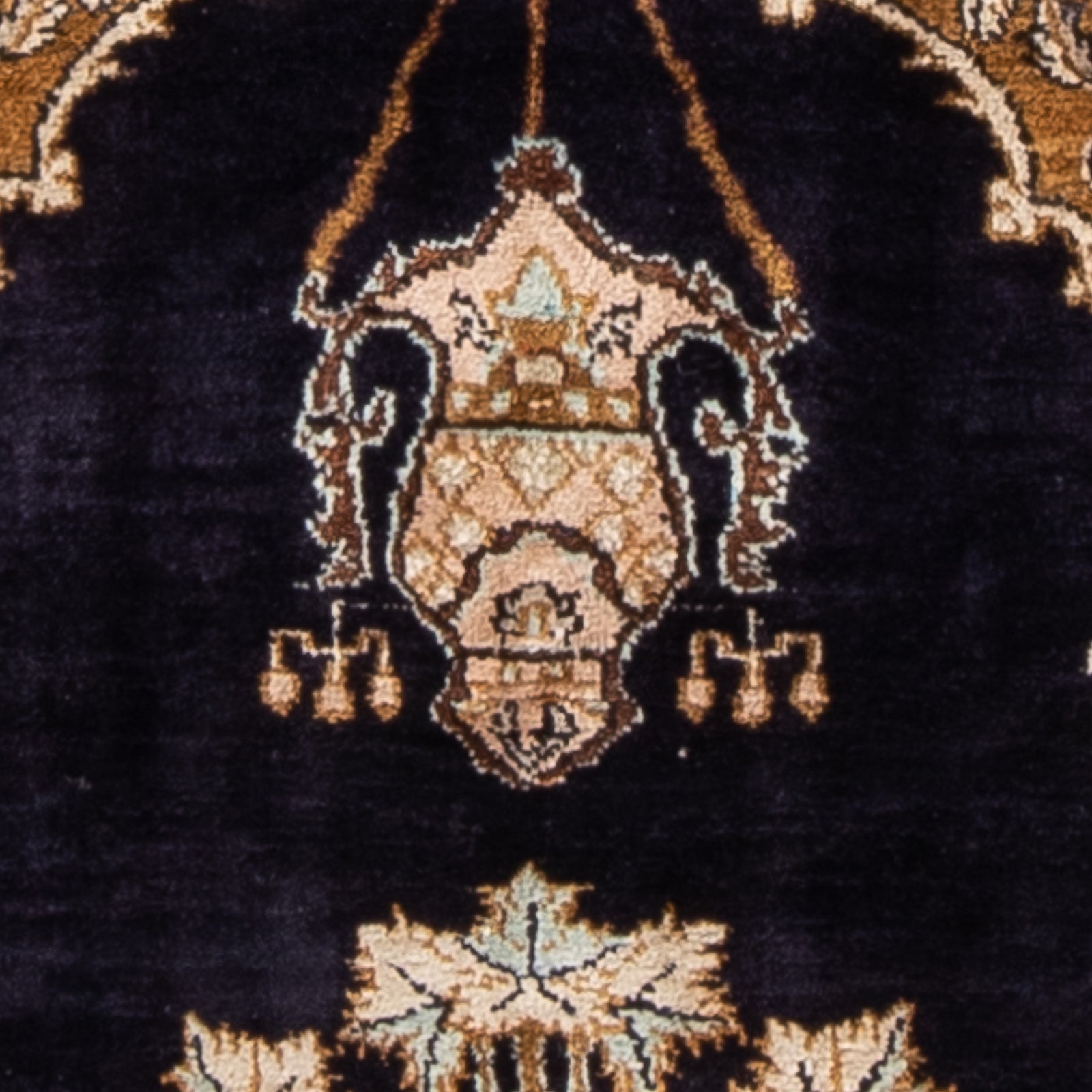 Alfombra de seda - Ghom Seda - Prima - 72 x 57 cm - azul oscuro