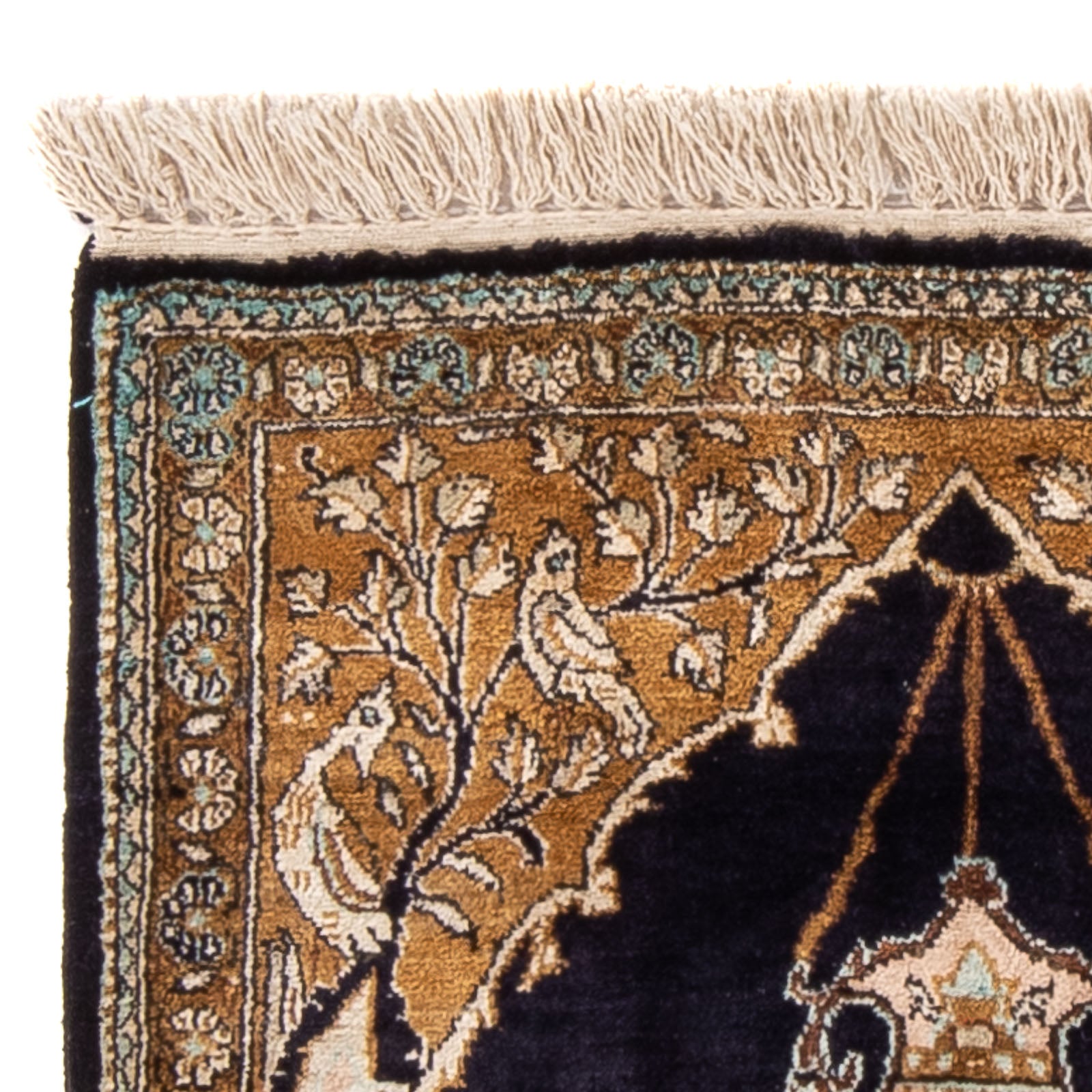 Alfombra de seda - Ghom Seda - Prima - 72 x 57 cm - azul oscuro