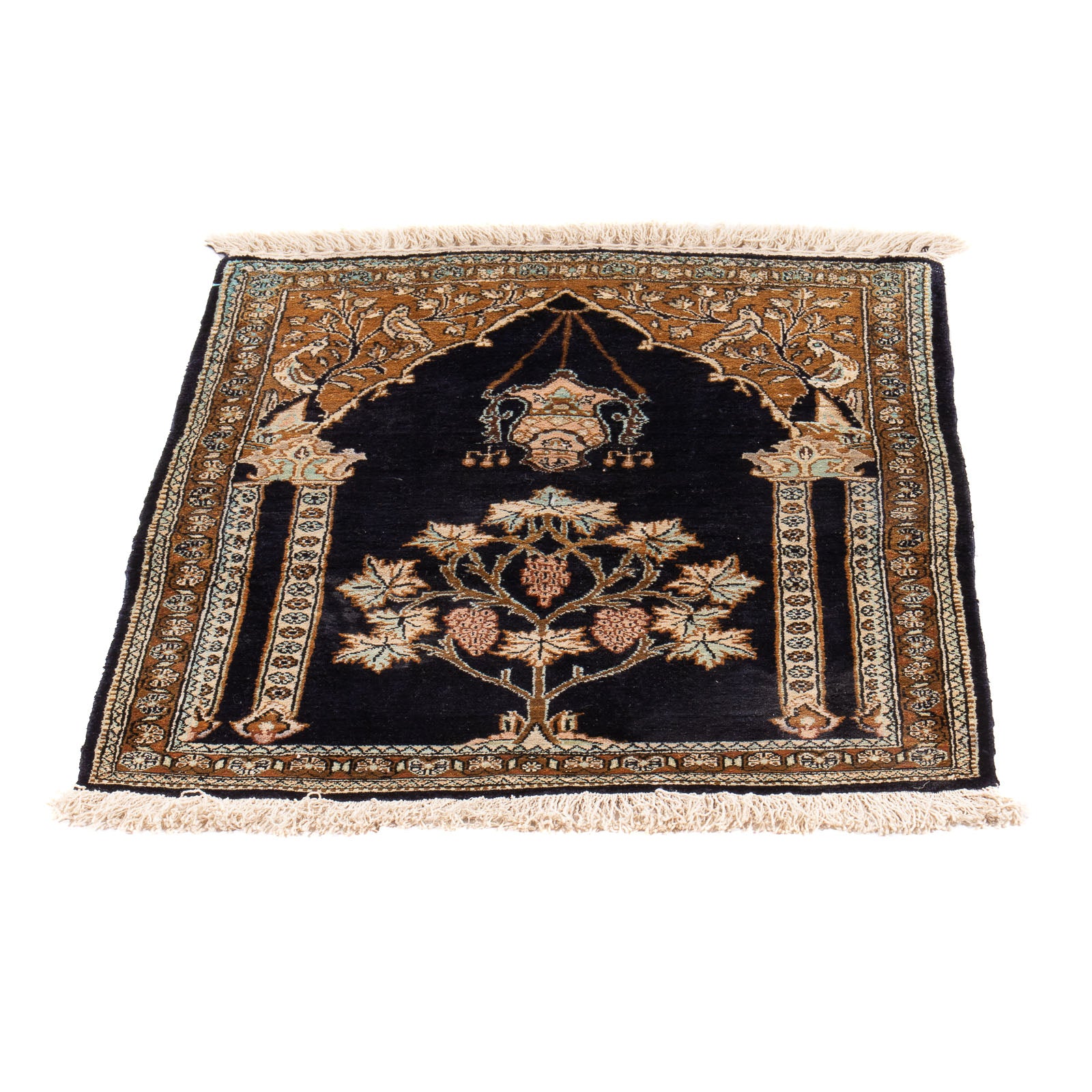 Alfombra de seda - Ghom Seda - Prima - 72 x 57 cm - azul oscuro