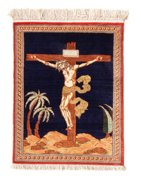 Alfombra de seda - Ghom Seda - Prima - 71 x 56 cm - azul oscuro