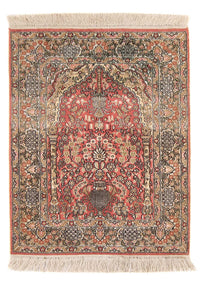 Alfombra de seda - Seda china - 86 x 64 cm - rojo