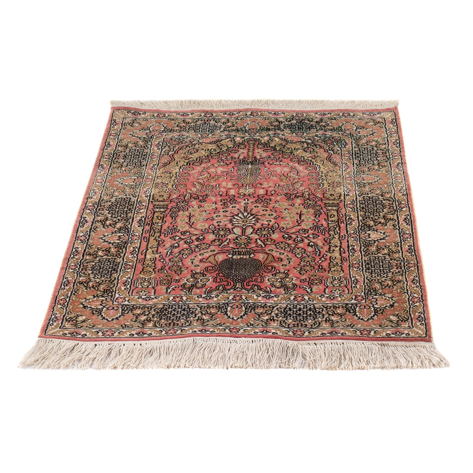 Alfombra de seda - Seda china - 86 x 64 cm - rojo