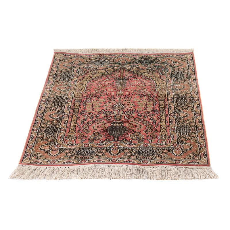 Alfombra de seda - Seda china - 86 x 64 cm - rojo