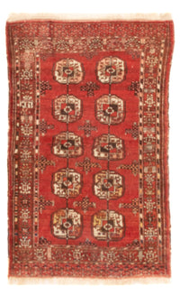 Alfombra Turkaman - 121 x 83 cm - rojo oscuro