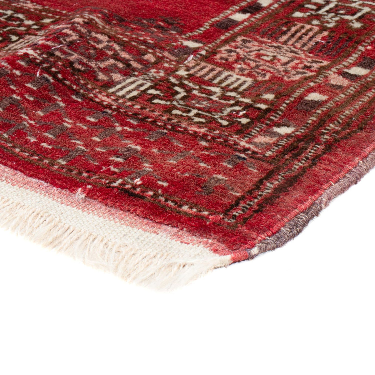 Alfombra Turkaman - 121 x 83 cm - rojo oscuro