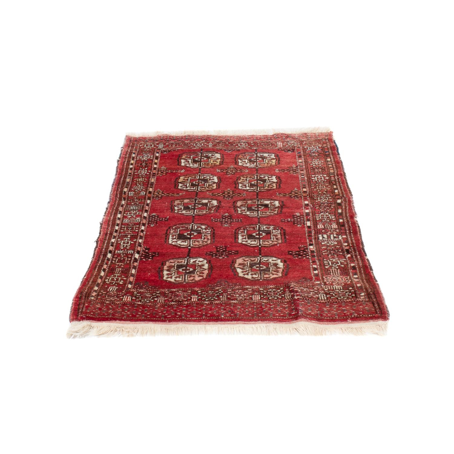 Alfombra Turkaman - 121 x 83 cm - rojo oscuro