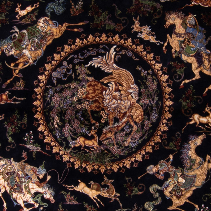 Alfombra persa - Ghom - 230 x 150 cm - azul oscuro