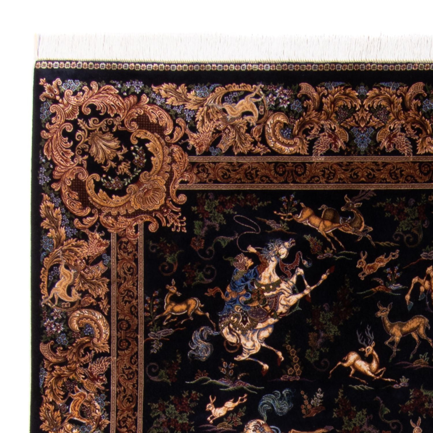Alfombra persa - Ghom - 230 x 150 cm - azul oscuro
