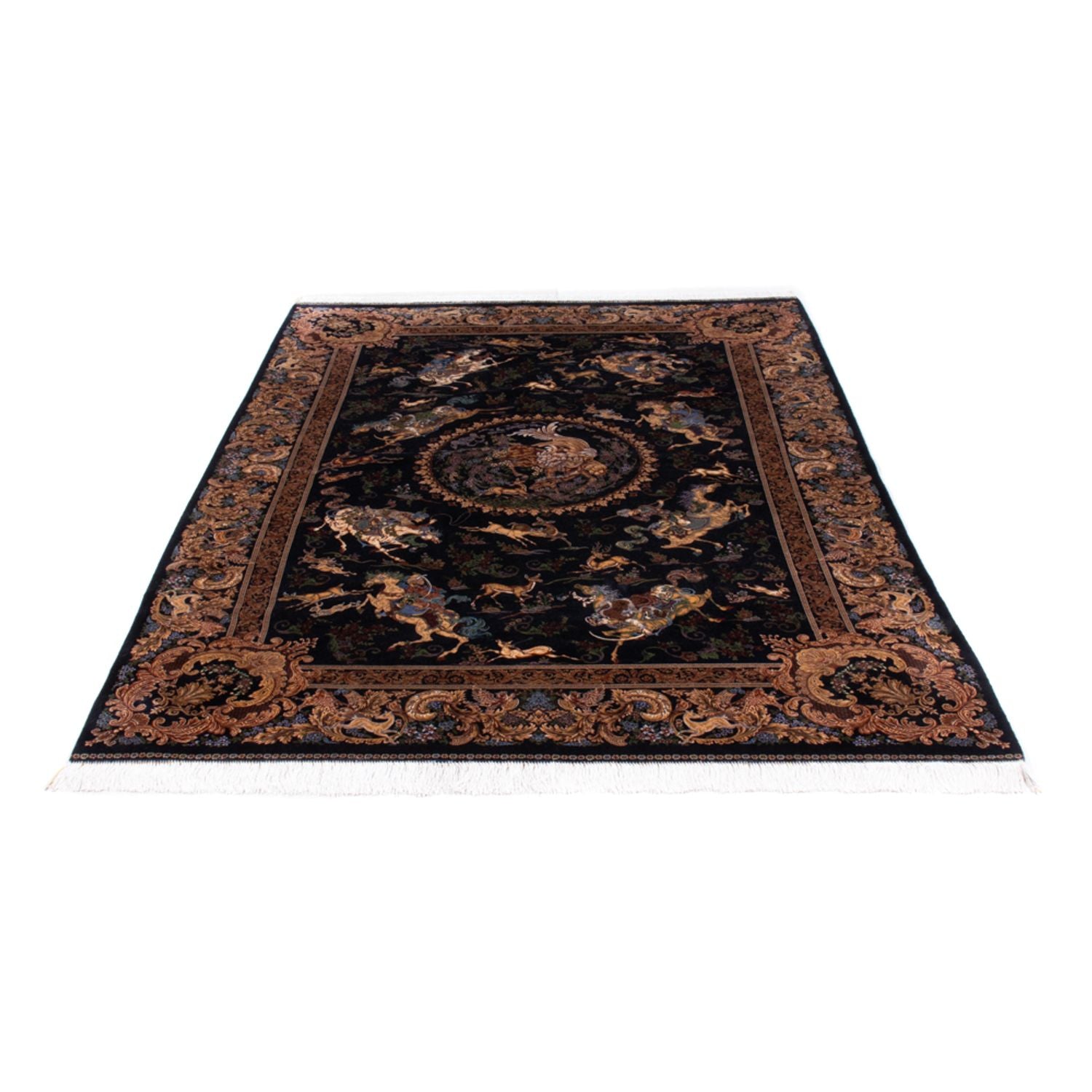 Alfombra persa - Ghom - 230 x 150 cm - azul oscuro