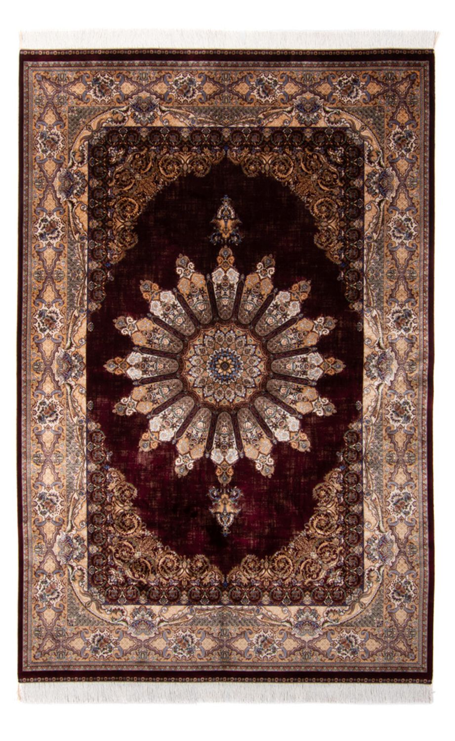 Alfombra persa - Ghom - 230 x 150 cm - rojo vino