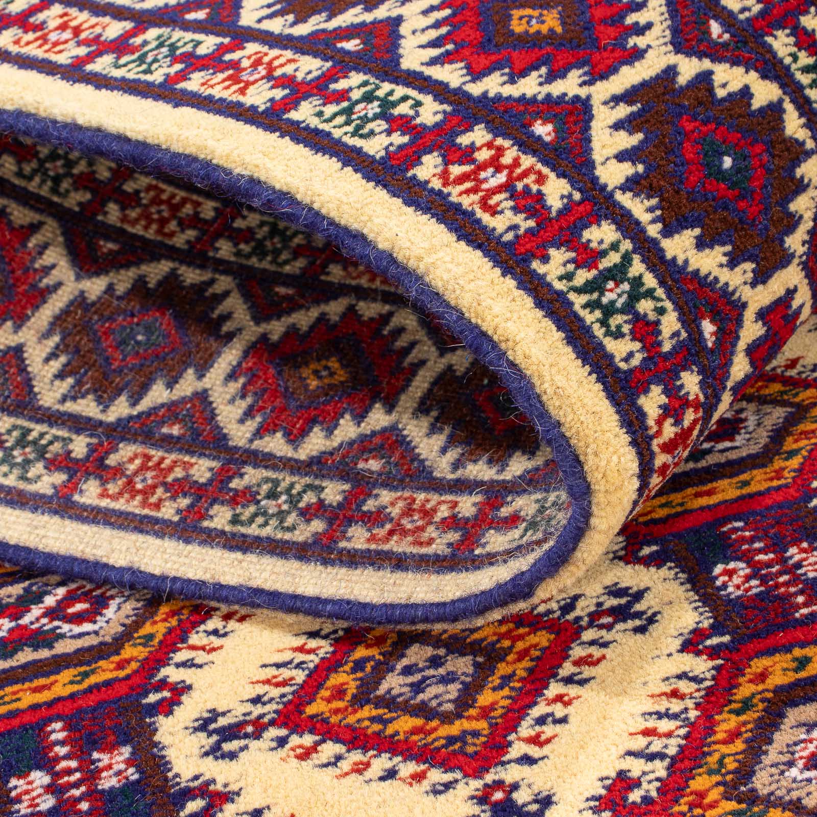 Alfombra de pasillo Alfombra afgana - 390 x 90 cm - beige