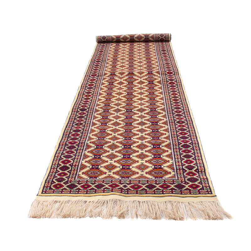Alfombra de pasillo Alfombra afgana - 390 x 90 cm - beige