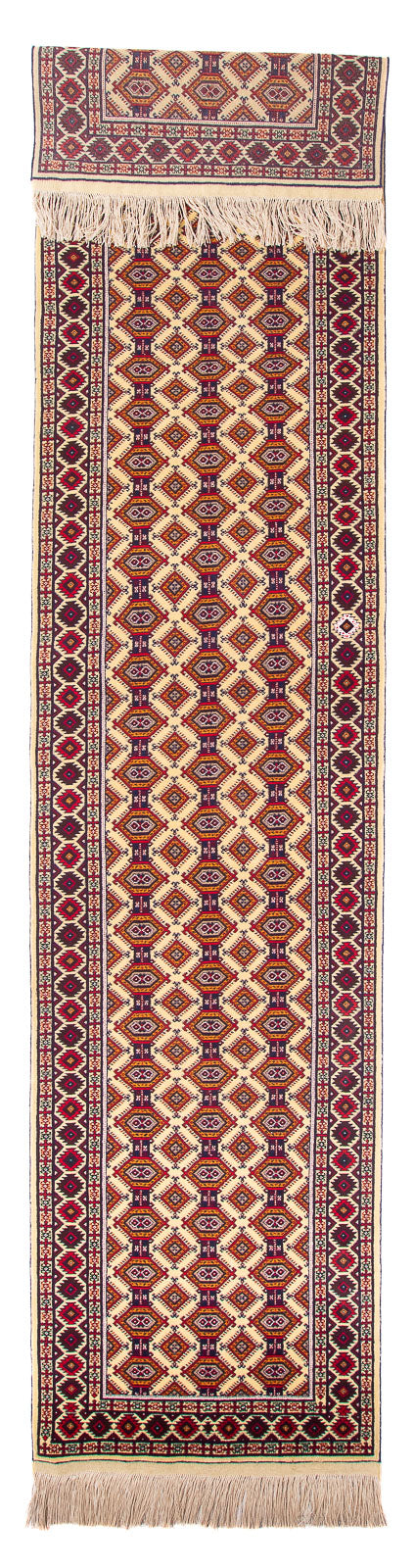 Alfombra de pasillo Alfombra afgana - 390 x 90 cm - beige