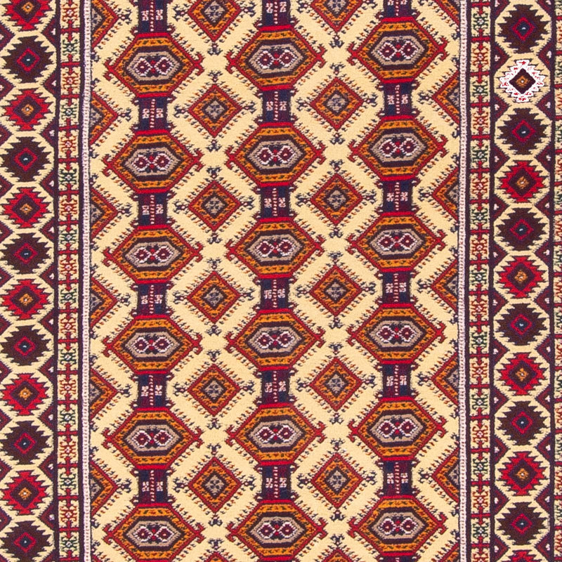 Alfombra de pasillo Alfombra afgana - 390 x 90 cm - beige