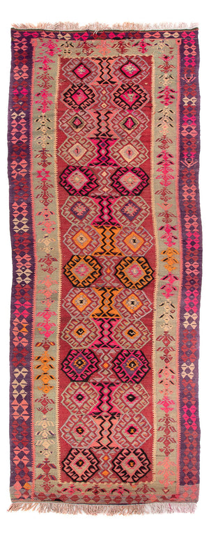 Alfombra de pasillo Alfombra Kelim - Antigua - 374 x 129 cm - multicolor