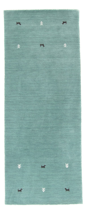 Alfombra de pasillo Alfombra Gabbeh - Softy - 200 x 75 cm - azul claro
