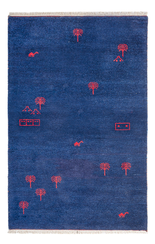 Alfombra Gabbeh - Indus - 180 x 120 cm - azul oscuro