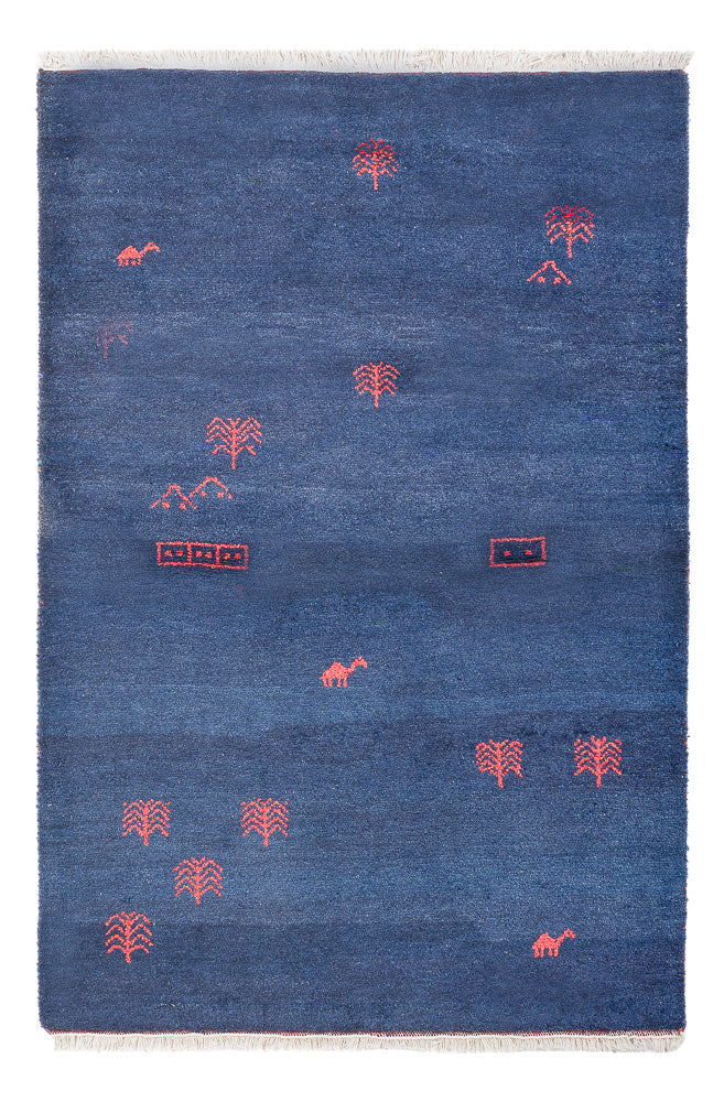 Alfombra Gabbeh - Indus - 180 x 120 cm - azul oscuro