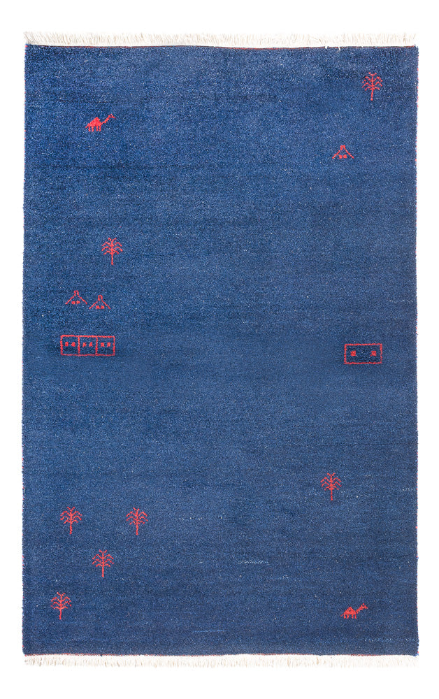 Alfombra Gabbeh - Indus - 180 x 120 cm - azul oscuro