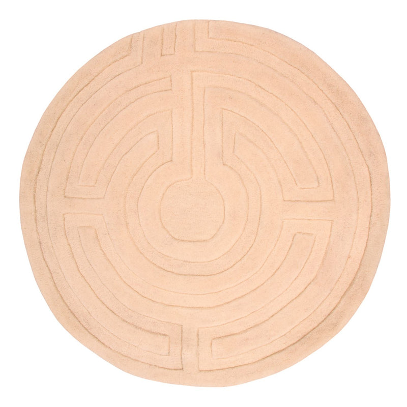 Alfombra de lana redondo  - 80 x 80 cm - beige