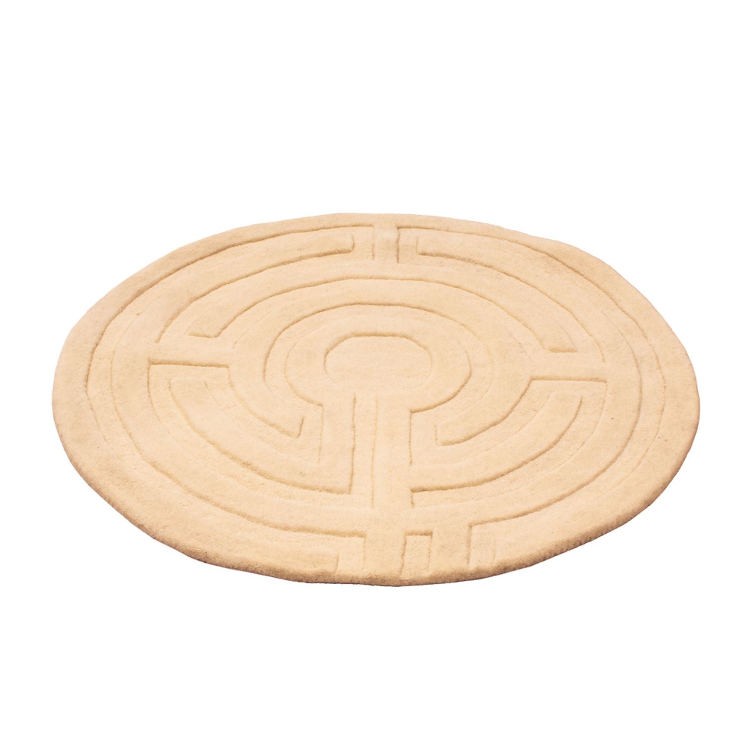 Alfombra de lana redondo  - 80 x 80 cm - beige