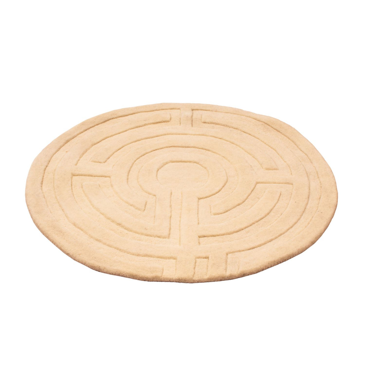 Alfombra de lana redondo  - 80 x 80 cm - beige