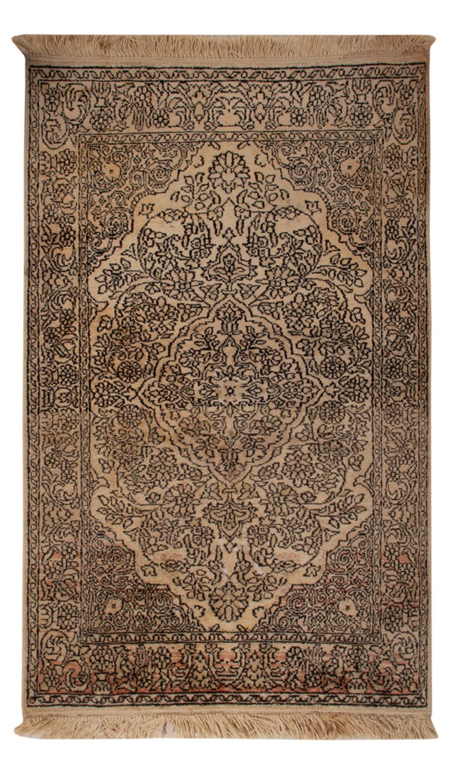 Alfombra de seda - Seda de Cachemira - 103 x 60 cm - beige