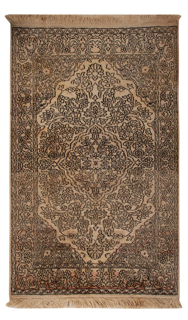 Alfombra de seda - Seda de Cachemira - 103 x 60 cm - beige