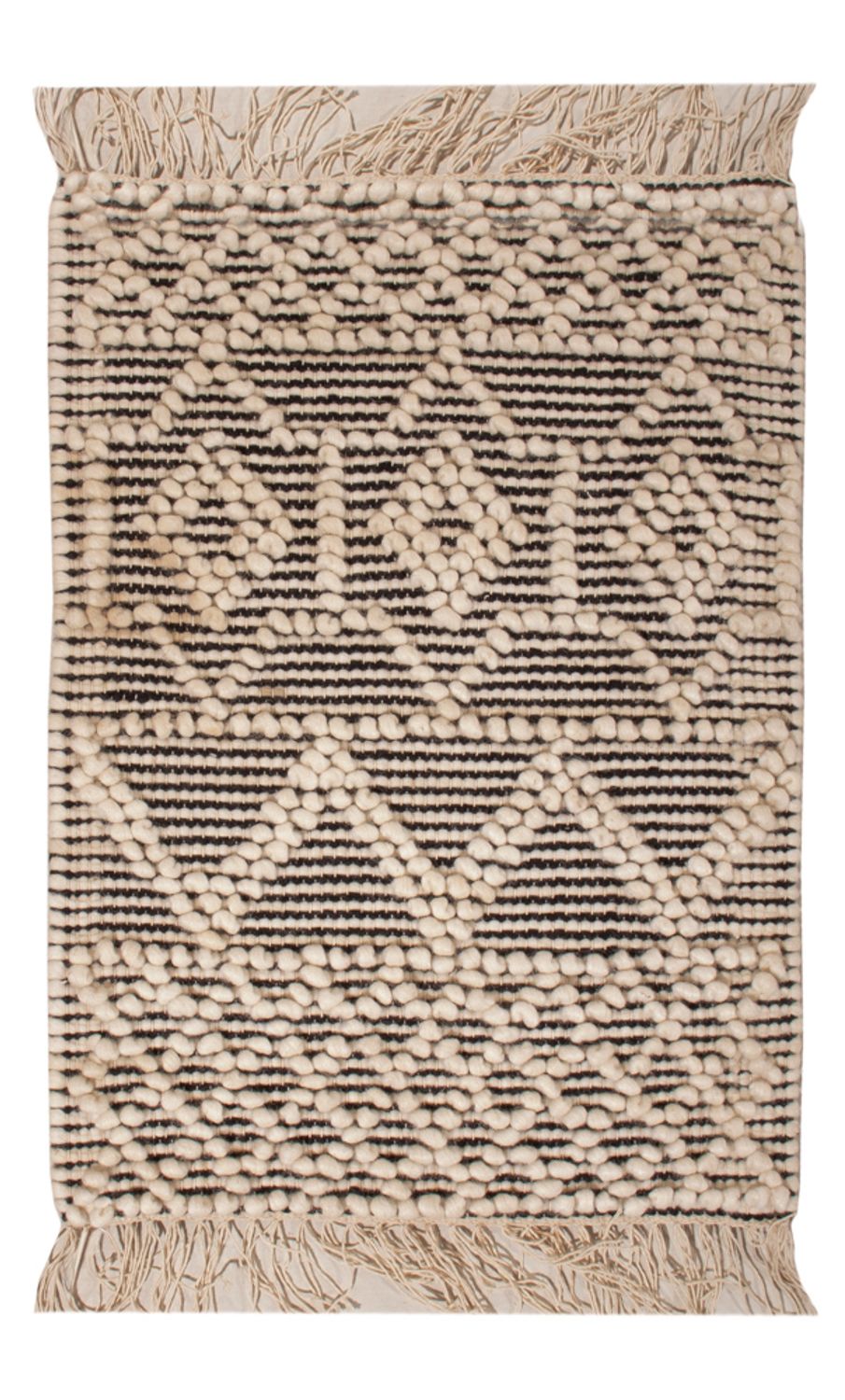 Alfombra de lana - 58 x 46 cm - blanco y negro