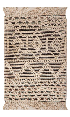 Alfombra de lana - 58 x 46 cm - blanco y negro