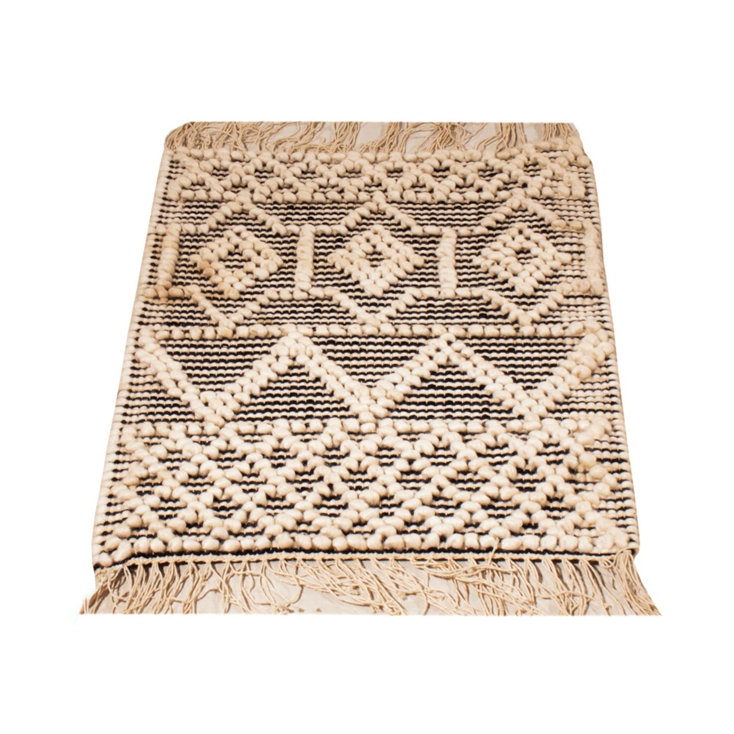 Alfombra de lana - 58 x 46 cm - blanco y negro