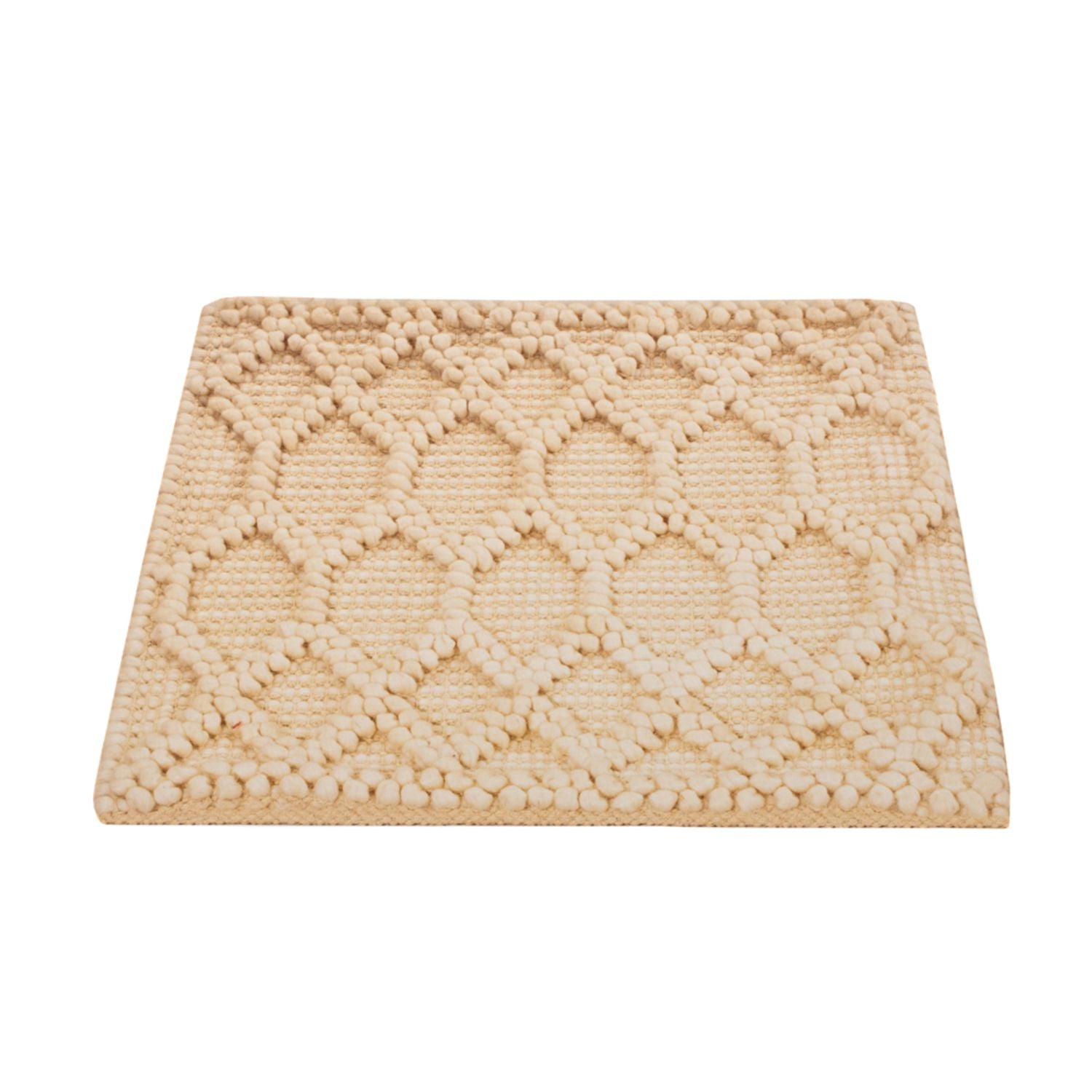 Alfombra de lana cuadrado  - 48 x 42 cm - beige