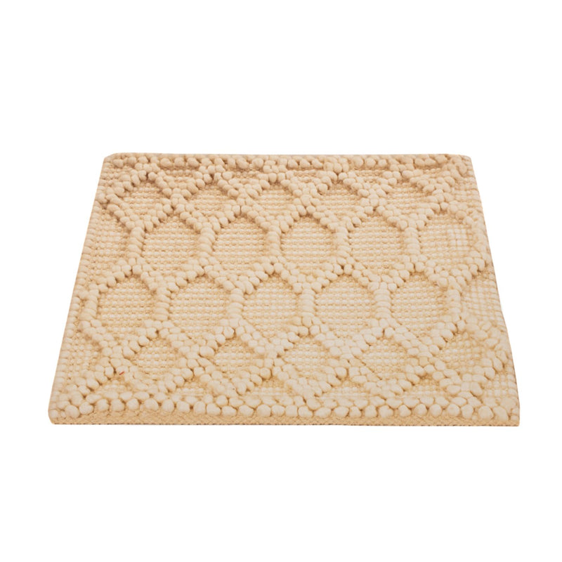 Alfombra de lana cuadrado  - 48 x 42 cm - beige