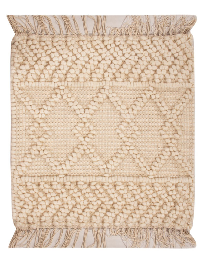 Alfombra de lana cuadrado  - 48 x 46 cm - crema