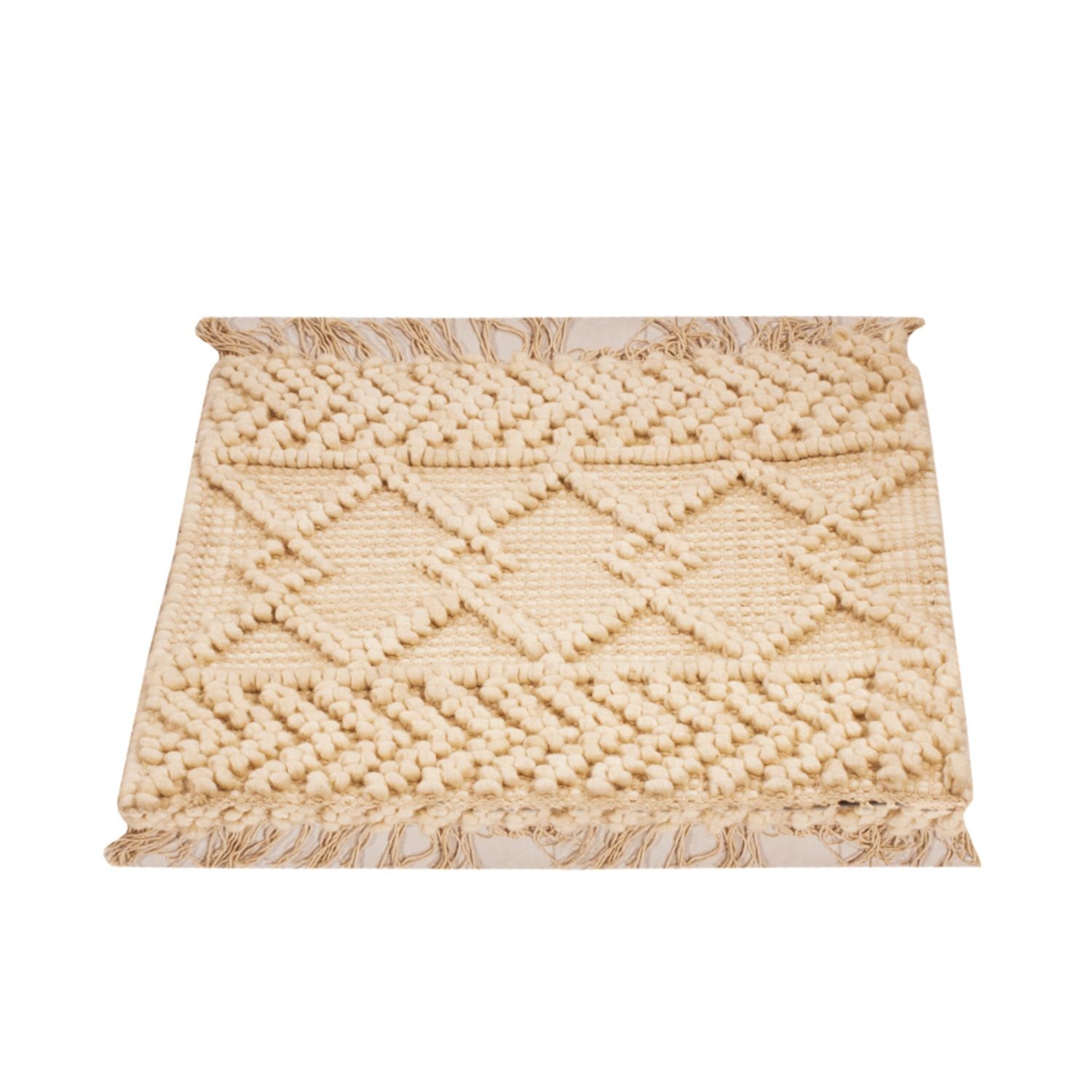 Alfombra de lana cuadrado  - 48 x 46 cm - crema
