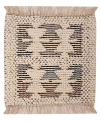 Alfombra de lana cuadrado  - 49 x 46 cm - blanco y negro