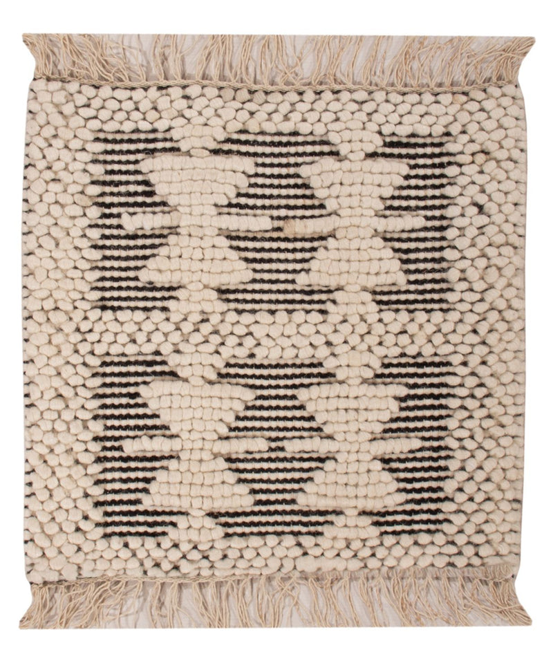 Alfombra de lana cuadrado  - 49 x 46 cm - blanco y negro