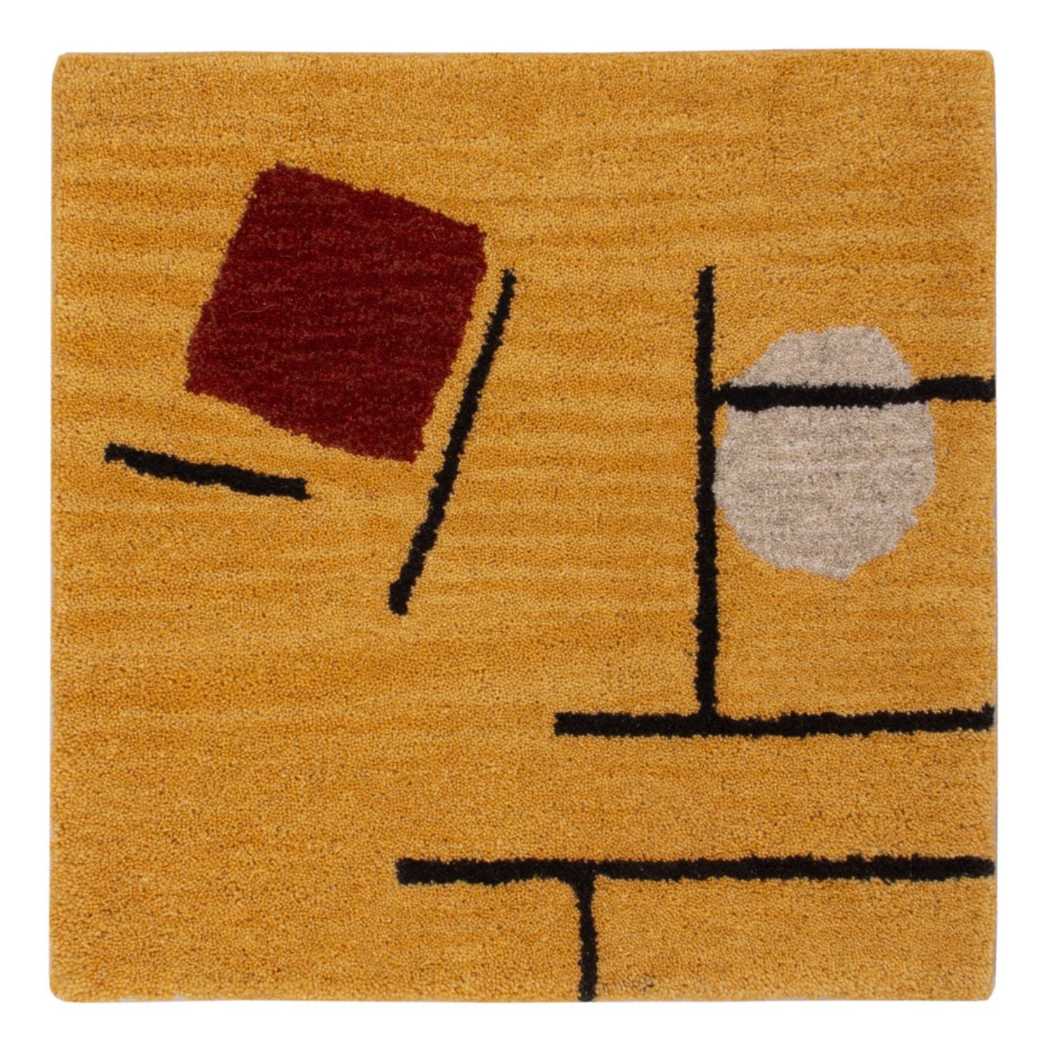 Alfombra de lana cuadrado  - 47 x 47 cm - oro