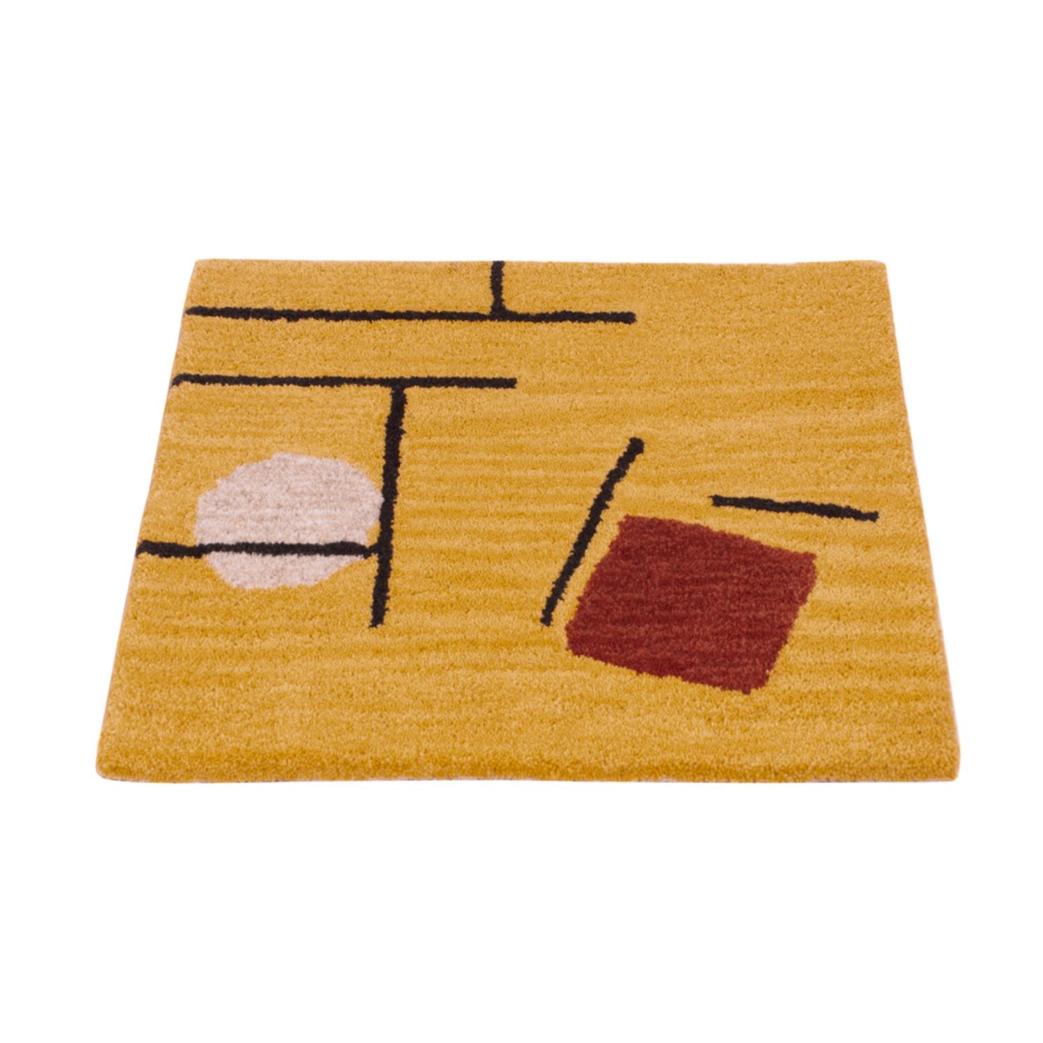 Alfombra de lana cuadrado  - 47 x 47 cm - oro