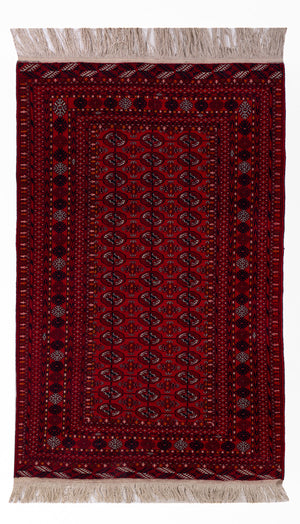 Alfombra afgana - Bukhara - 209 x 132 cm - rojo oscuro